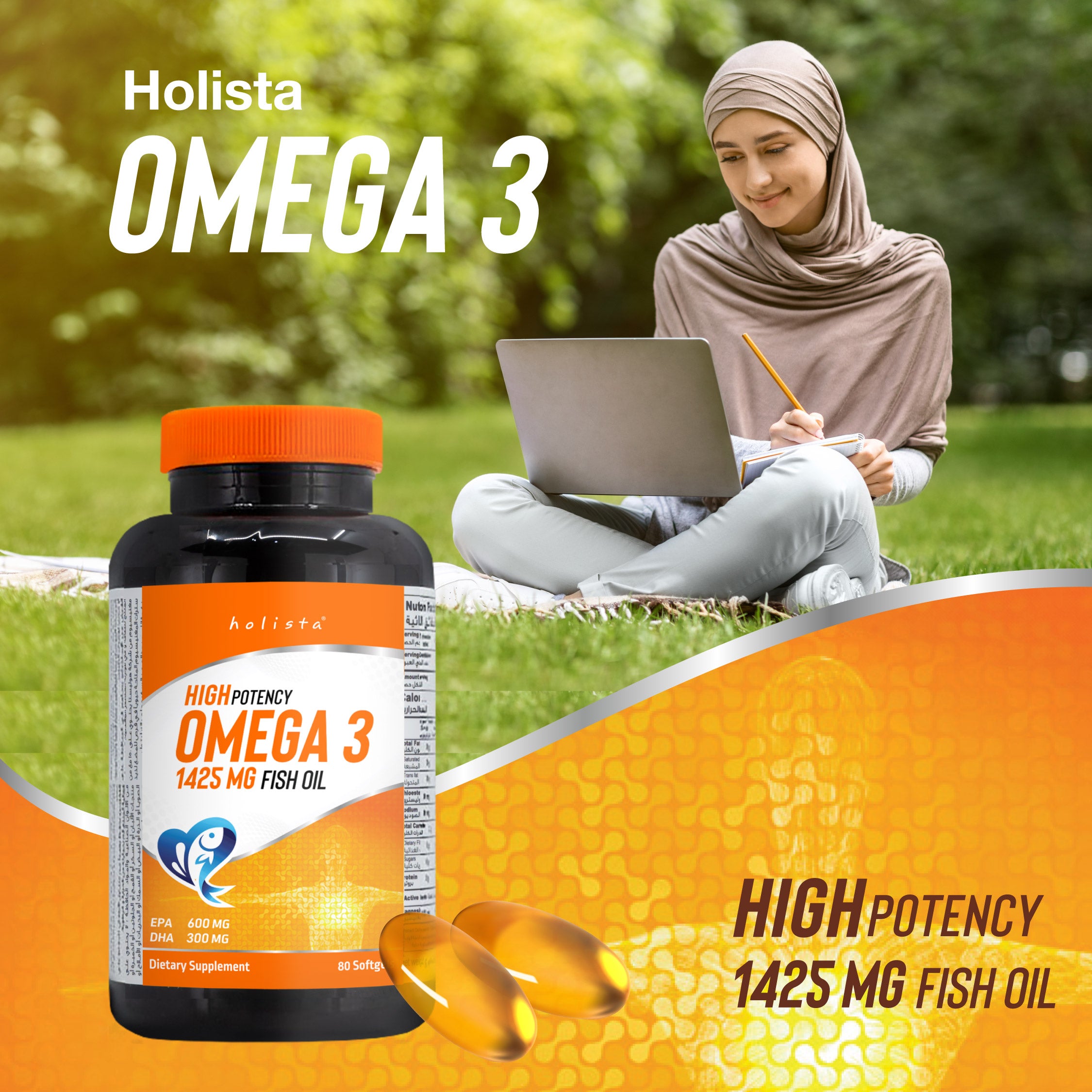 Holista Omega-3 Capsules - Fish Oil (80 Softgels)